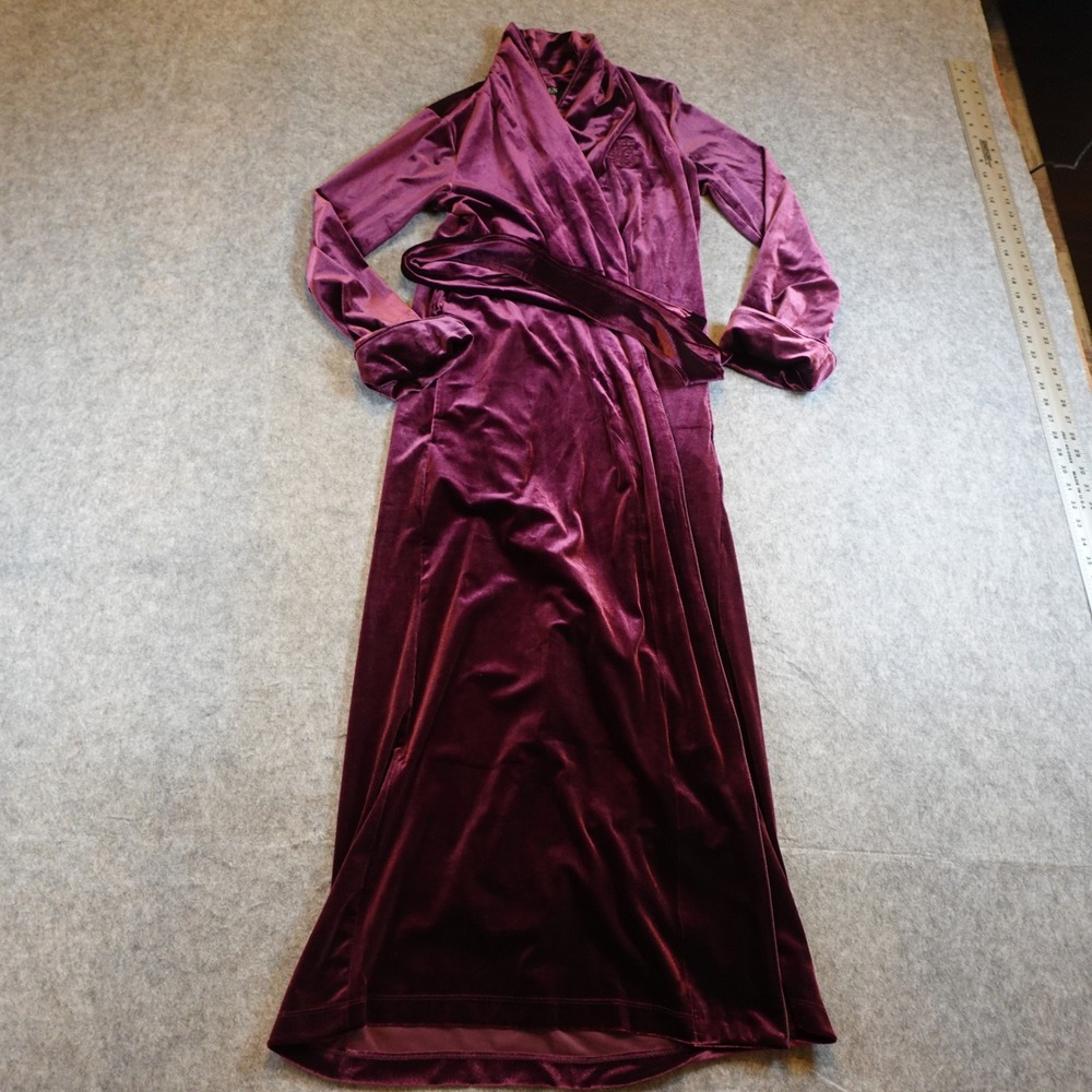 Ralph Lauren Robe Women Small Purple Velvet Long Sleeve Belted Shawl Collar Long